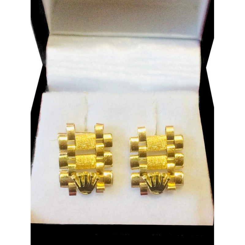 Aretes Tejido Rolex Oro 14 K + Obsequio