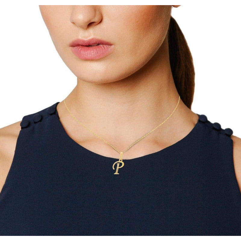Dije Inicial Letra P Con Circonias Oro 14 K + Obsequio