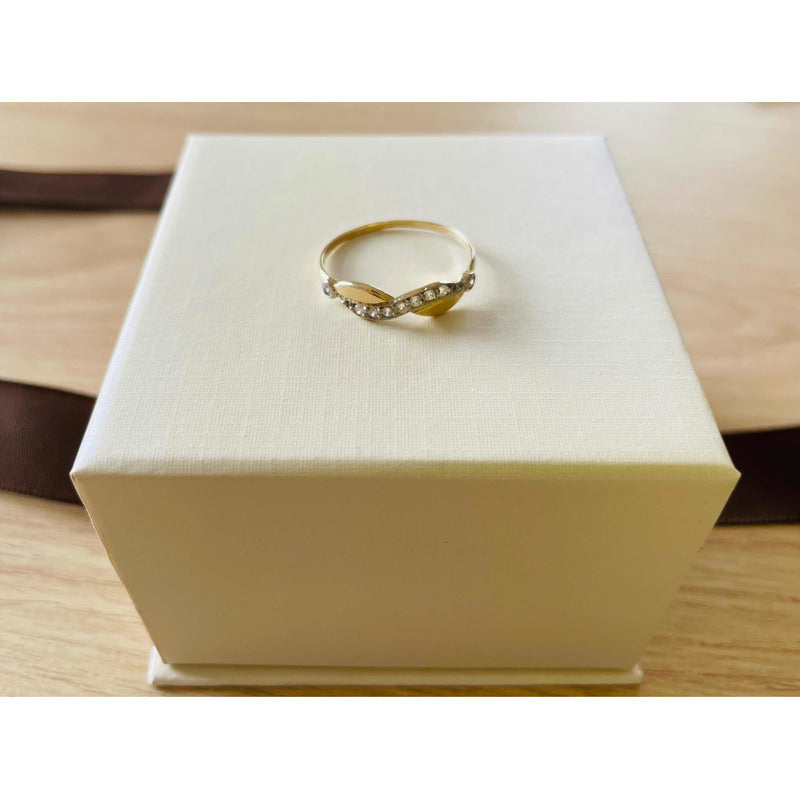 Anillo Inifnito Con Circonias En 2 Oros De 10 K + Obsequio