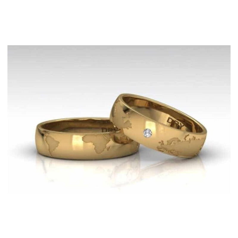 Argolla Matrimoniales Mapamundi Oro 14 K