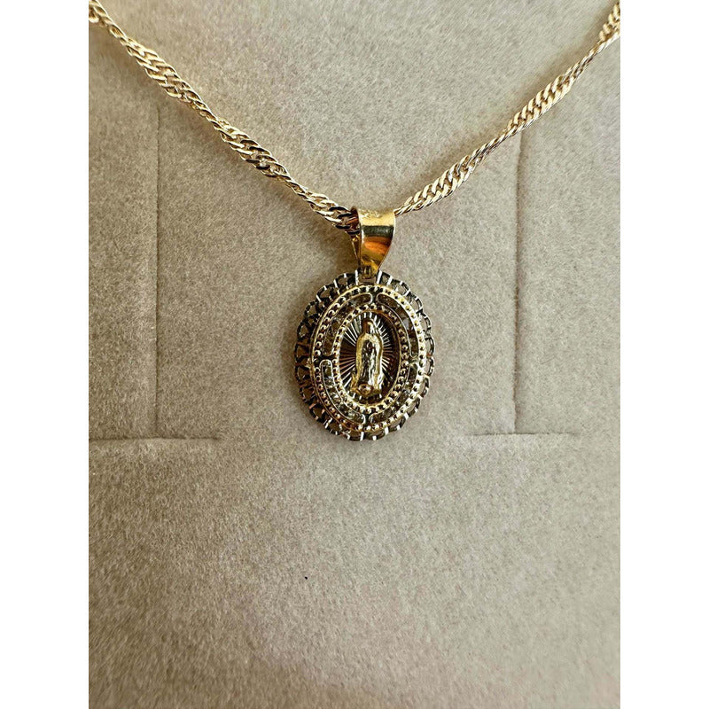 Medalla Mini Guadalupe Ama Contorno En Oro De 10 K +obsequio