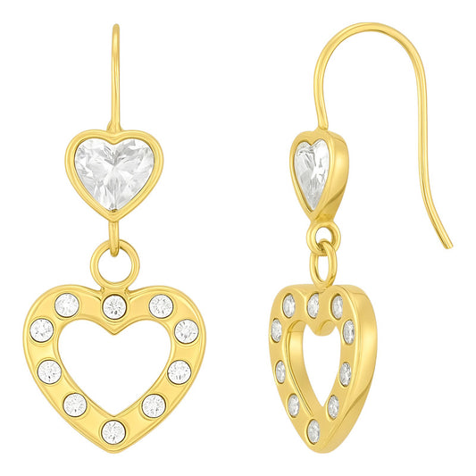 Arete Corazón Lineal En Oro De 10 K + +