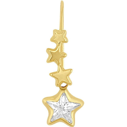 Arete Estrellas Zirconias En Oro De 10 K + Obsequio + Envio