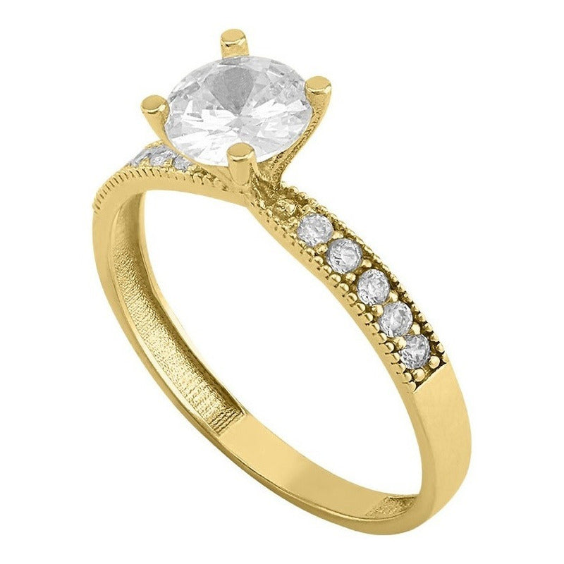 Anillo Solitario 4 Uñas En Oro De 14 K + Obsequio + Envio