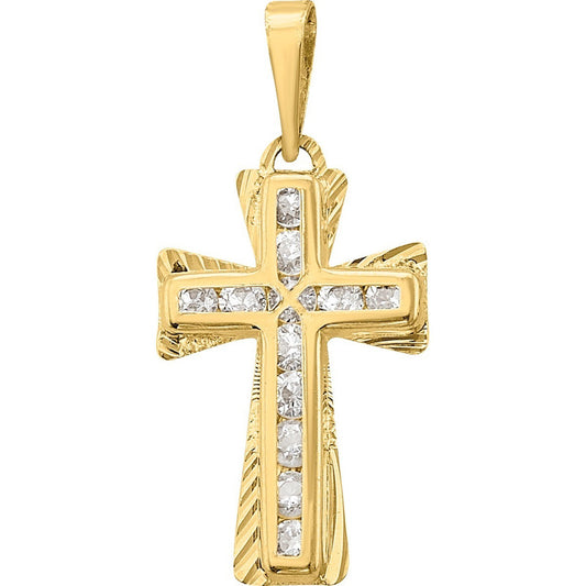 Kit Cadena Con Dije Cruz Zirconias Oro 10 K + Obsequio