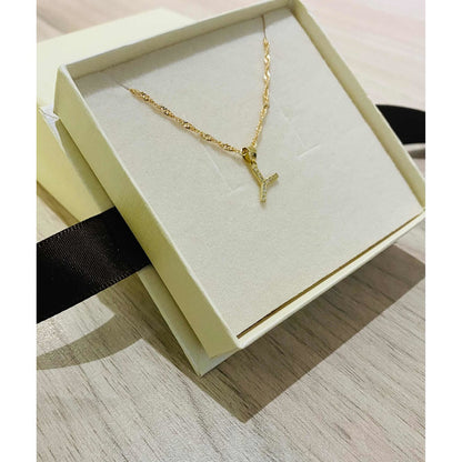 Kit Cadena Singapur Con Letra Y Piedras Oro 10 K+ Obsequio