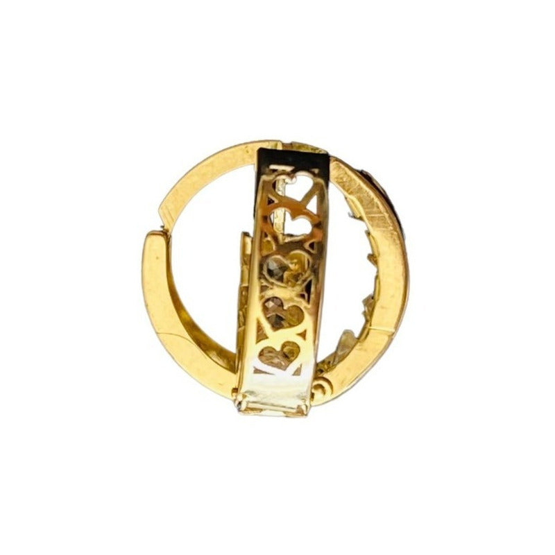 Hermosas Huggie De Doble Vista Con Corazones En Oro 10k