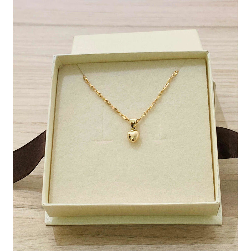 Kit Cadena Con Dije Mini Corazon Oro 10 K  + Obsequio