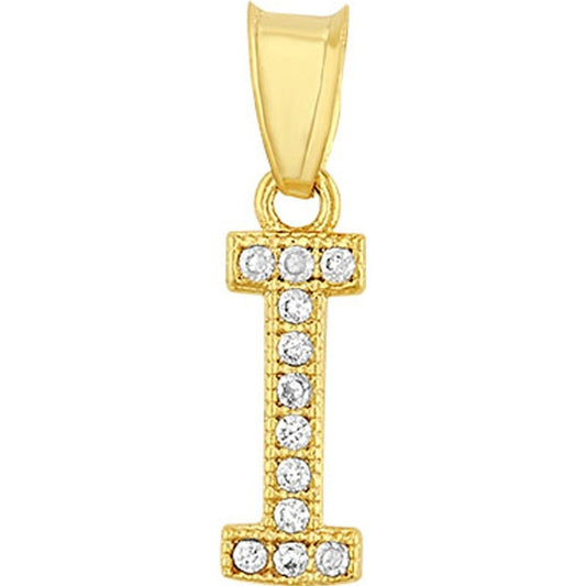 Dije Inicial I Con Zirconias En Oro De 10 K + Obsequio