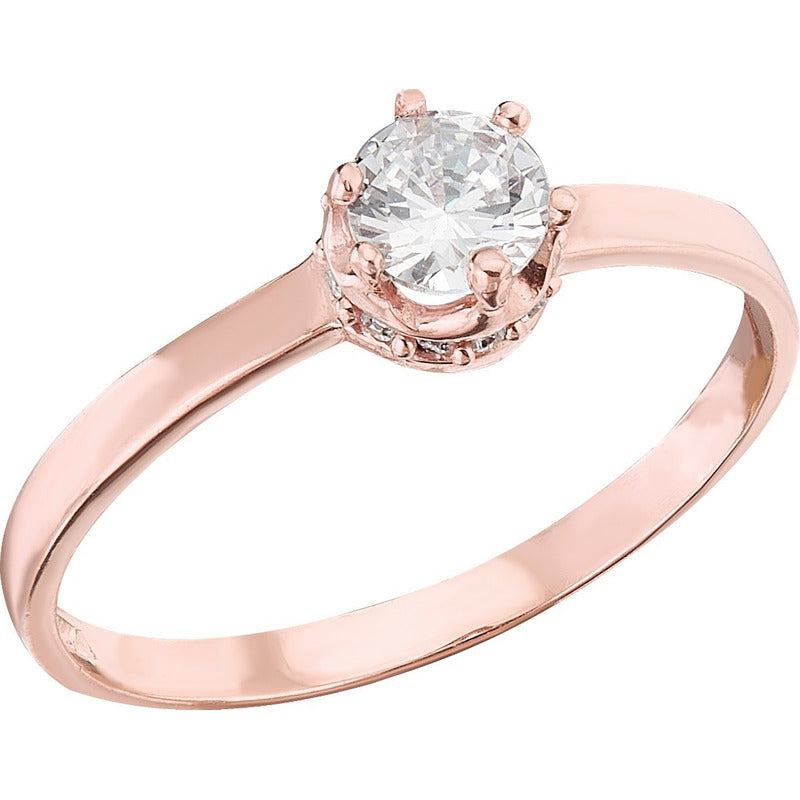 Anillo Compromiso Oro Rosa Montadura Corona 10 K + Obsequio