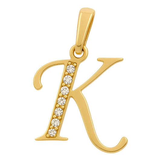 Dije Inicial Letra K En Oro 14k Con Circonias Dorado Joyeria M. De Leon