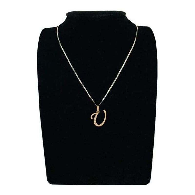 Dije Inicial Letra U Con Circonias Oro 14 K + Obsequio