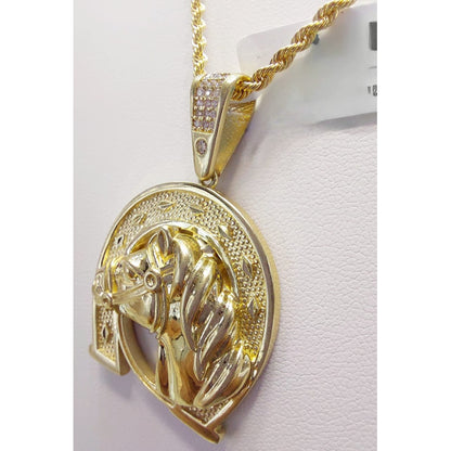 Kit Cadena + Dije Herradura Caballo Oro 10 K. + Obsequio