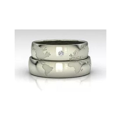 Argollas Matrimoniales Mapamundi Plata .999