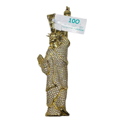 Kit Cadena Torzal Con Dije Estatua Libertad Oro 10k + Regalo