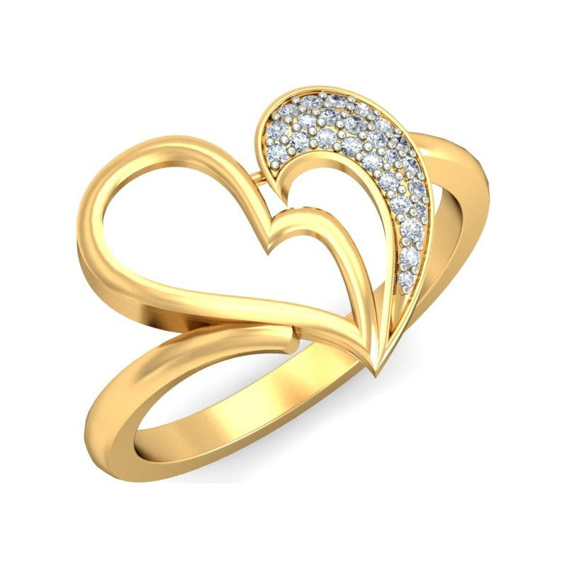 Anillo Corazón Brillante Joyería M De León Oro 10k + Regalo