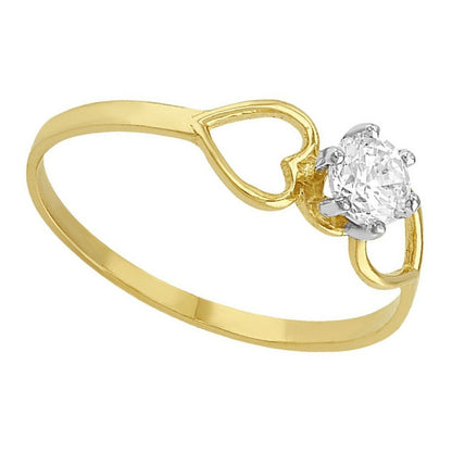 Anillo Solitario Para Niña Elaborado En Oro 10 K + Obsequio