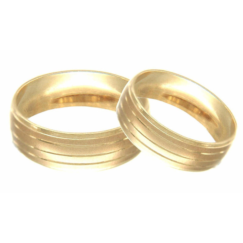 Argollas Matrimoniales Líneas Diamantadas Oro 10 K 6mm