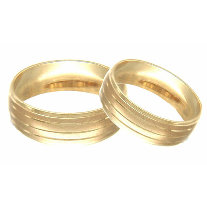 Argollas Matrimoniales Líneas Diamantadas Oro 10 K 6mm