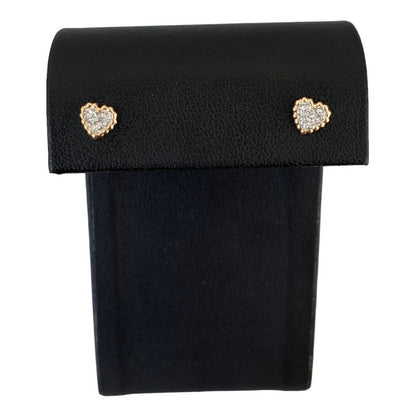 Broqueles De Corazón En Oro De 14 Kilates Con Zirconia