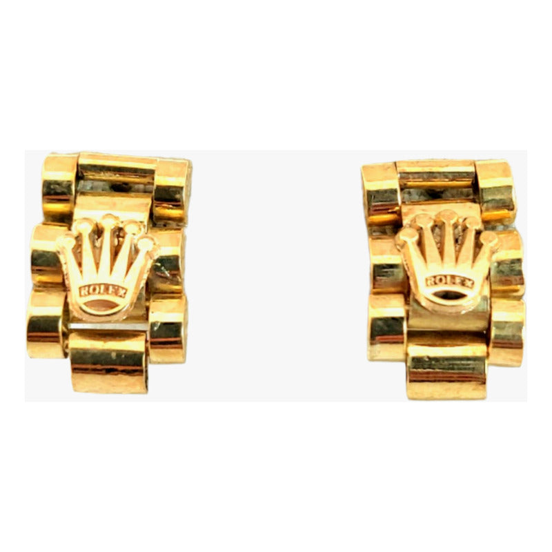 Aretes Tejido Rolex Macizos Oro 18 Kilates