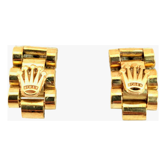 Aretes Tejido Rolex Macizos Oro 18 Kilates