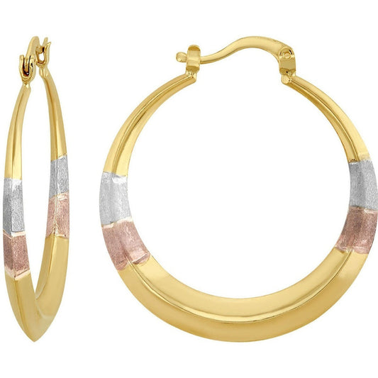 Arracada Media Luna 3 Colores En Oro De 10 K + Obsequio