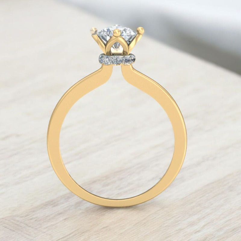 Anillo Solitario Corona Triangulos Oro 10 Kilates