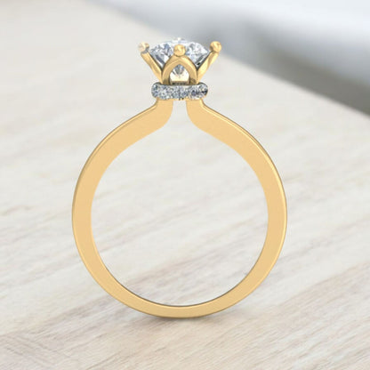 Anillo Solitario Corona Triangulos Oro 10 Kilates
