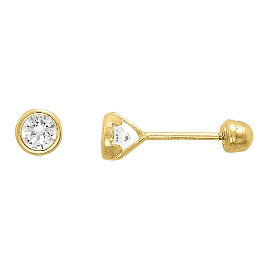 Broqueles Biselados Para Bebé 3 Mm Oro De 10 K +