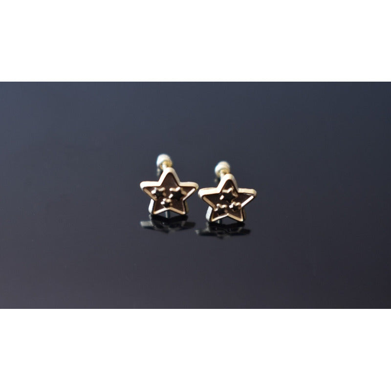 Broqueles Estrella Mate Para Bebé 5mm Oro De 10 K