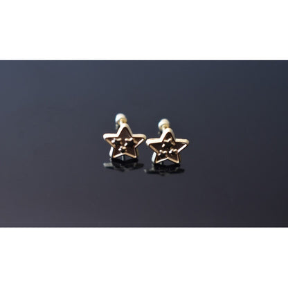 Broqueles Estrella Mate Para Bebé 5mm Oro De 10 K