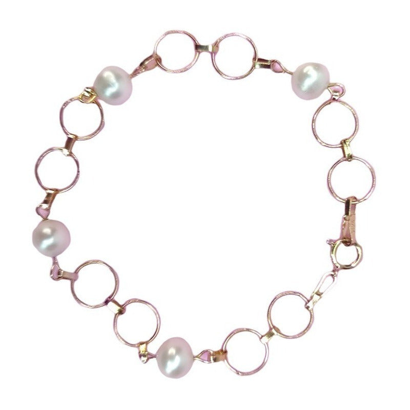 Pulsera Aros Con Perla Oro De 14 K + Obsequio