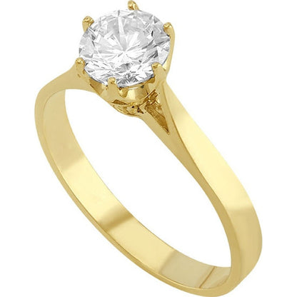 Anillo Solitario 6 Uñas Liso En Oro 10 K + Obsequio + Envio