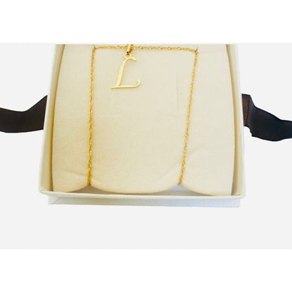 Juego Inicial Letra L Con Cadena 50 Cm Oro 14 K + Obsequio