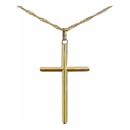 Dije De Cruz Tubular 4 Cm Oro 10k + Obsequio