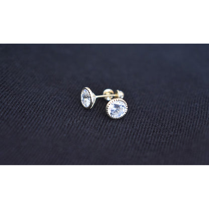 Broqueles Bisel Diamantado 5 Mm Oro De 10 K + Obsequio