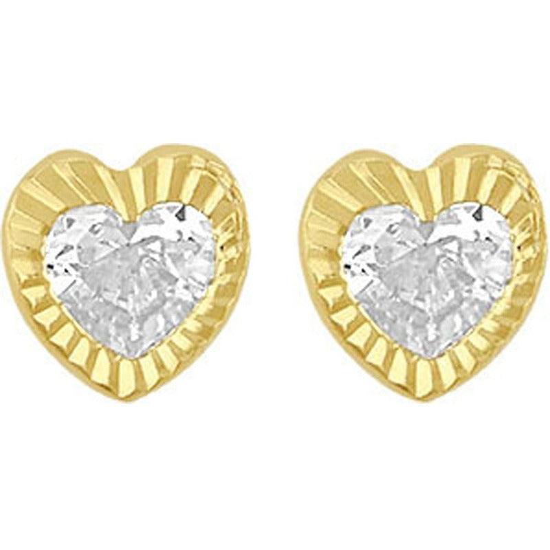 Broquel Corazón Bisel Diamante En Oro De 10 K + Obsequio