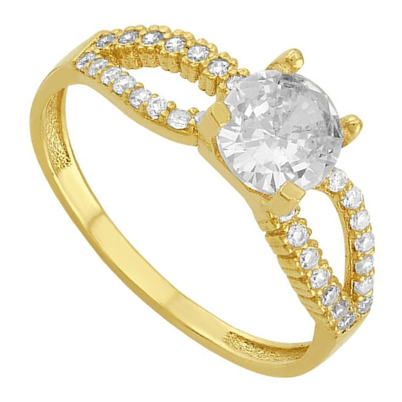 Anillo Solitario Infinito Con Zirconia En Oro De 10 K + Obse