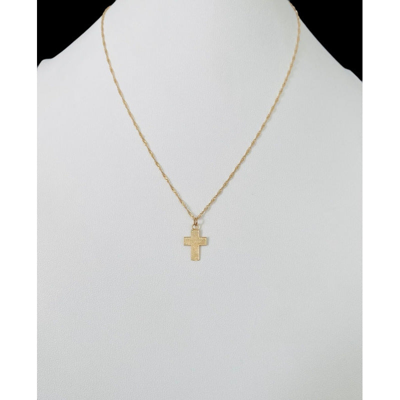 Juego De Gargantilla Con Cruz De Bautizo En Oro De 10kilates