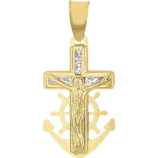 Dije Mini Ancla Cristo En Oro De 10 K + Obsequio + Envio