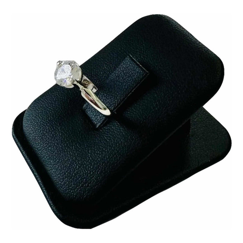 Anillo Compromiso Circonia 7 Mm Oro Blanco 14 K + Obsequio