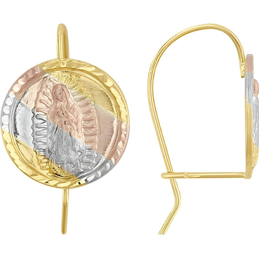 Arete Guadalupe Circulo 3 Colores En Oro De 10 K +