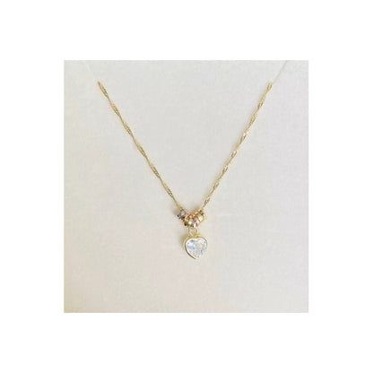 Kit Suerte Corazón Blanco 7 Mm En Oro De 10 K + Color Dorado