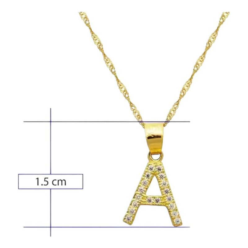 Dije Inicial A Con Zirconias En Oro De 10 K + Obsequio