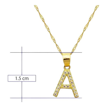 Dije Inicial A Con Zirconias En Oro De 10 K + Obsequio