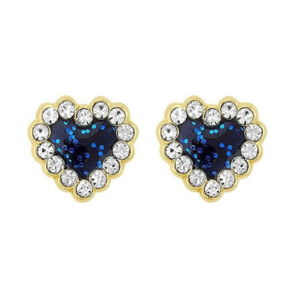 Broquel Corazón Con Zirconía Azul En Oro De 10 K + Obsequio