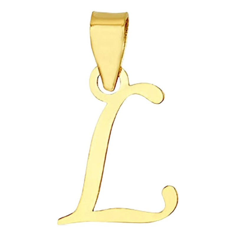 Juego Collar Letra  L   Lisa + Aretes Bola 10 K. + Regalo