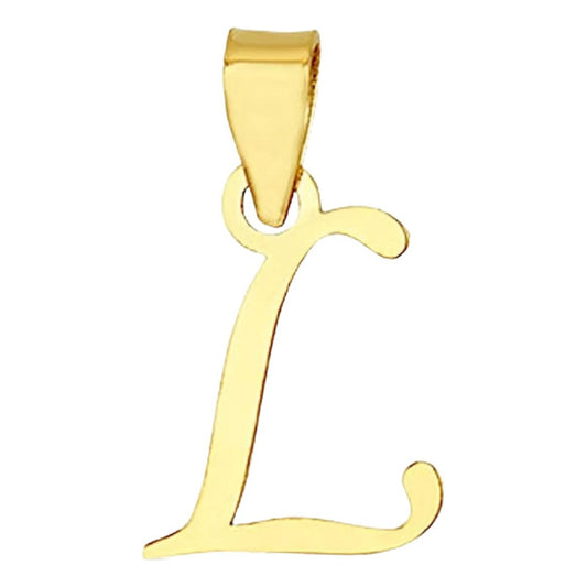 Juego Collar Letra  L   Lisa + Aretes Bola 10 K. + Regalo