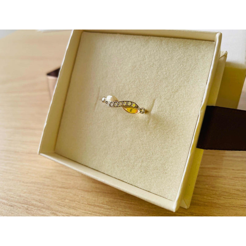 Anillo Inifnito Con Circonias En 2 Oros De 10 K + Obsequio